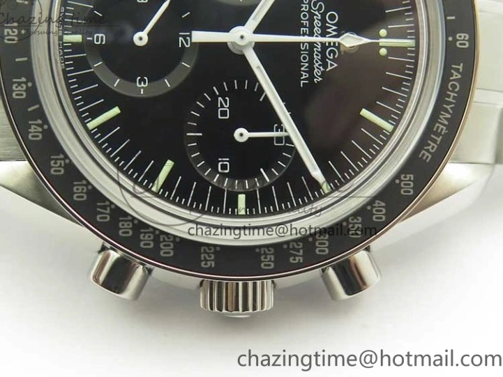 0114 Durable Speedmaster Professional SS OMF Best Edition Black Dial on SS Bracelet Manual Winding Chrono Movement 7995
